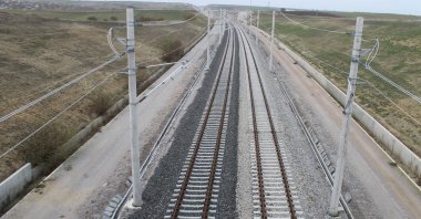 Part of a railway is seen on the Halkalı-Kapıkule line, Kırklareli, northwestern Türkiye, Feb. 25, 2026. (IHA Photo)