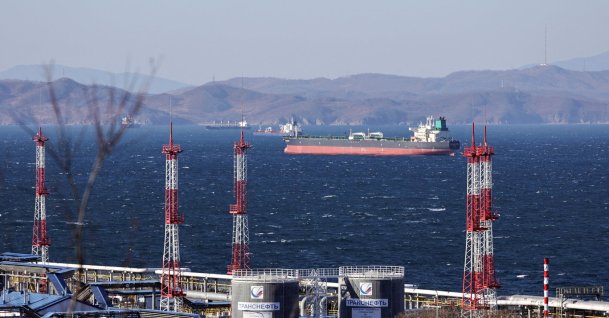 Fuga Bluemarine crude oil tanker lies at anchor near the terminal Kozmino in Nakhodka Bay near the port city of Nakhodka, Russia, Dec. 4, 2022. (Reuters Photo)