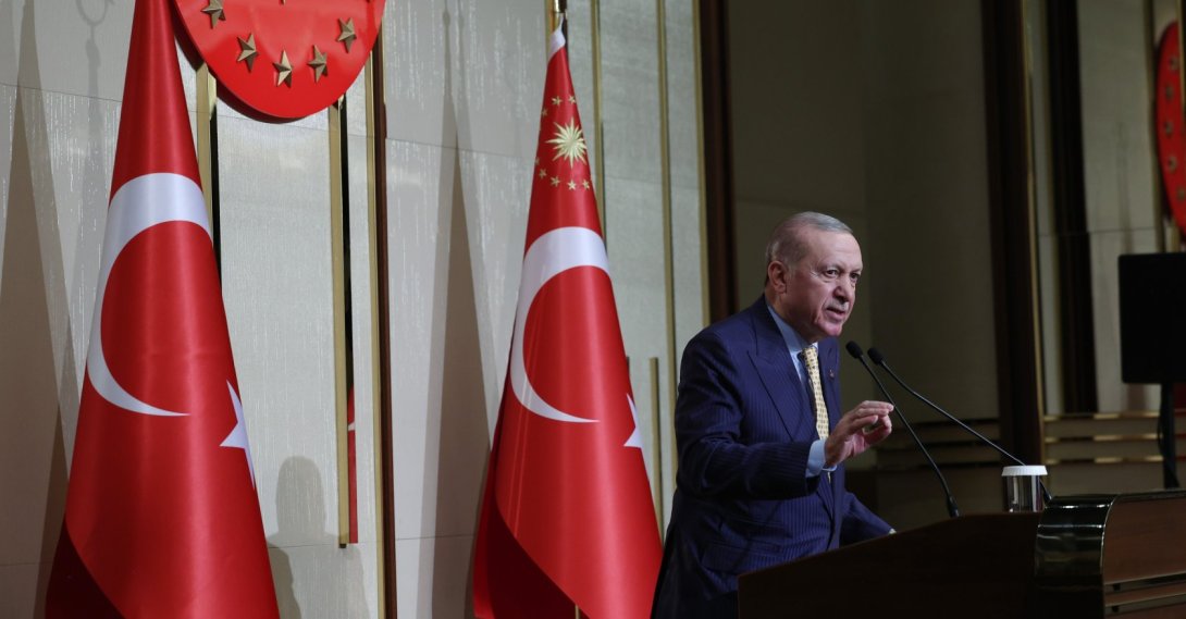 President Recep Tayyip Erdoğan speaks at an iftar with tradespeople in the capital Ankara, March 5, 2026. (IHA Photo)