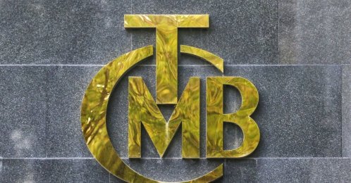 A logo of the Turkish central bank is pictured at the entrance of its headquarters, Ankara, Türkiye, Oct. 15, 2021. (Reuters Photo)