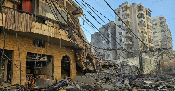 Rubble of destroyed buildings is pictured at the site of an Israeli airstrike that targeted Rweiss neighbourhood in southern suburbs, Beirut, Lebanon, March 8, 2026. (AFP Photo)