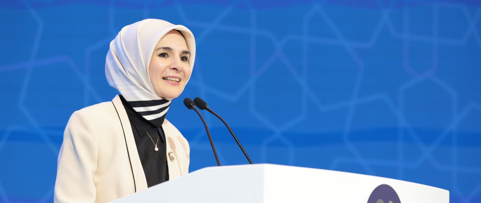 Family and Social Services Minister Mahinur Özdemir Göktaş speaks at an event, Istanbul, Türkiye, March 7, 2026. (AA Photo)