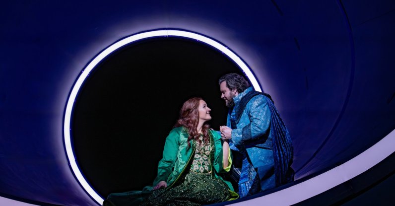 Soprano Lise Davidsen and tenor Michael Spyres as the title characters in a rehearsal of a new production of "Tristan und Isolde" opening March 9 at the Metropolitan Opera, New York, U.S., Feb. 27, 2026. (Metropolitan Opera via AP Photo)