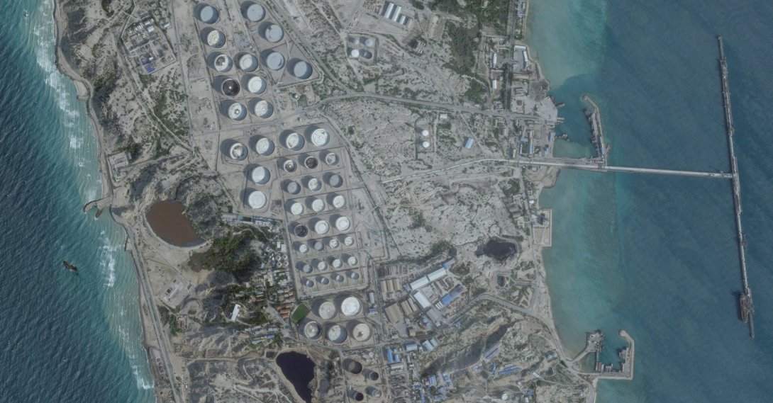 A satellite image shows an oil terminal at Kharg Island, Iran, Feb. 25, 2026. (Reuters Photo)