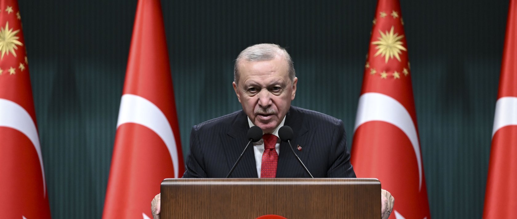 President Recep Tayyip Erdoğan speaks at a news conference after a Cabinet meeting in Ankara, Feb. 23, 2026. (AA File Photo)