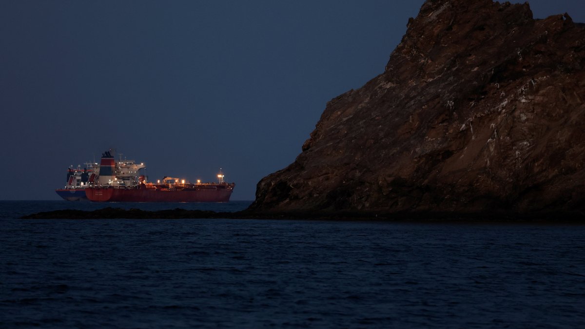 The Callisto tanker sits anchored as the traffic is down in the Strait of Hormuz, amid the U.S.-Israeli conflict with Iran, in Muscat, Oman, March 10, 2026. (Reuters Photo)