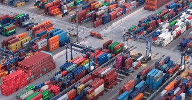 Cargo containers are seen in the Port of Nanjing, Jiangsu province, China, March 10, 2026. (AFP Photo)