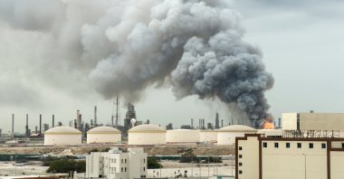 Smoke rises following a strike on the Bapco Oil Refinery, amid the U.S.-Israeli conflict with Iran, Sitra Island, Bahrain, March 9, 2026. (Reuters Photo)