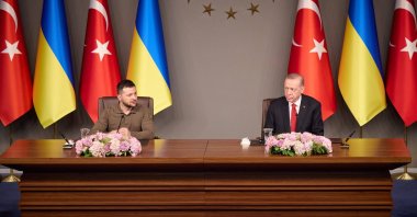 President Recep Tayyip Erdoğan and Volodymyr Zelenskyy hold a meeting in Istanbul, Türkiye, July 3, 2023. (Reuters File Photo)