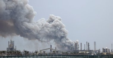 Smoke rises following a strike on the Bapco Oil Refinery, amid the U.S.-Israeli conflict with Iran, on Sitra Island Bahrain, March 9, 2026. (Reuters Photo)