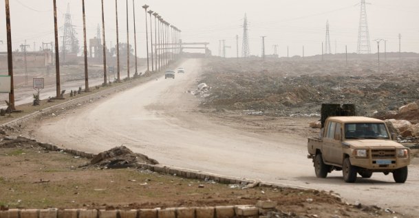An SDF vehicle withdraws from the front lines, following an agreement between the Syrian government and the SDF in Hassakeh, Syria, Feb. 10, 2026. (Reuters Photo)