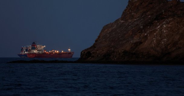 The Callisto tanker sits anchored as the traffic is down in the Strait of Hormuz, amid the U.S.-Israeli conflict with Iran, in Muscat, Oman, March 10, 2026. (Reuters Photo)
