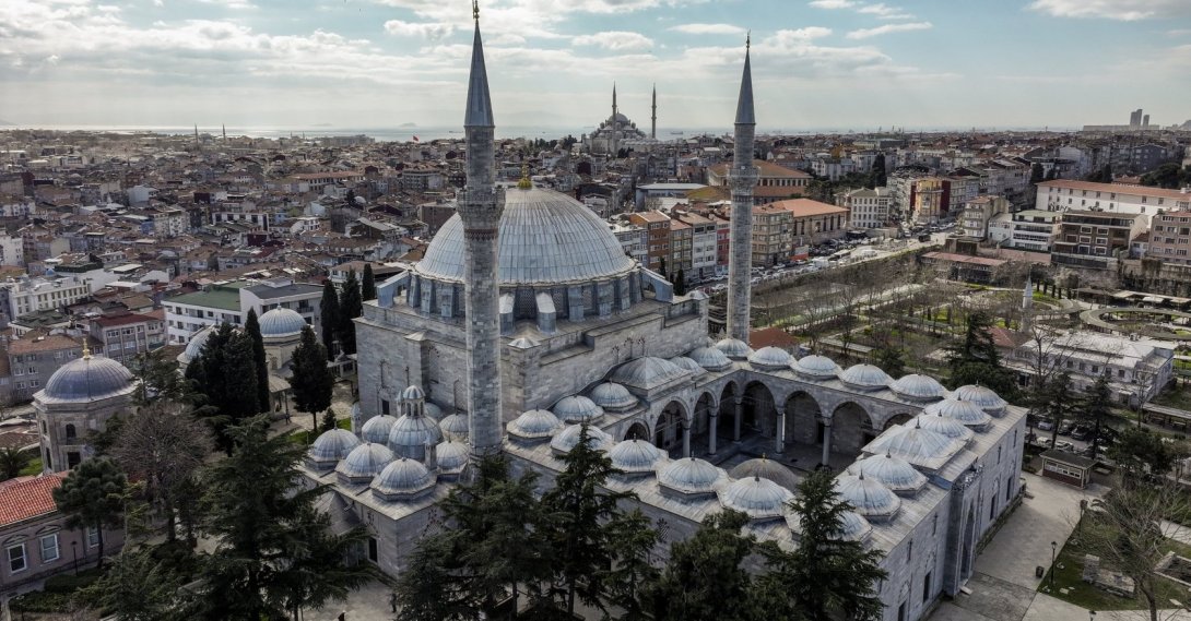 A drone view shows the historic Yavuz Sultan Selim Mosque in the Fatih district of Istanbul, Türkiye, March 10, 2026. (AA Photo)