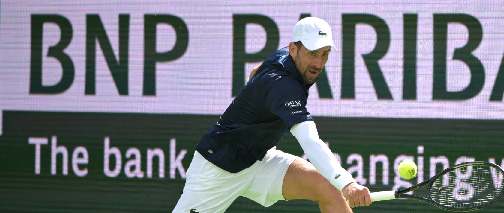 Serbia's Novak Djokovic hits a shot during his third-round match against Aleksandar Kovacevic of the United States at the BNP Paribas Open at the Indian Wells Tennis Garden, Indian Wells, U.S., March 9, 2026. (Reuters Photo)
.