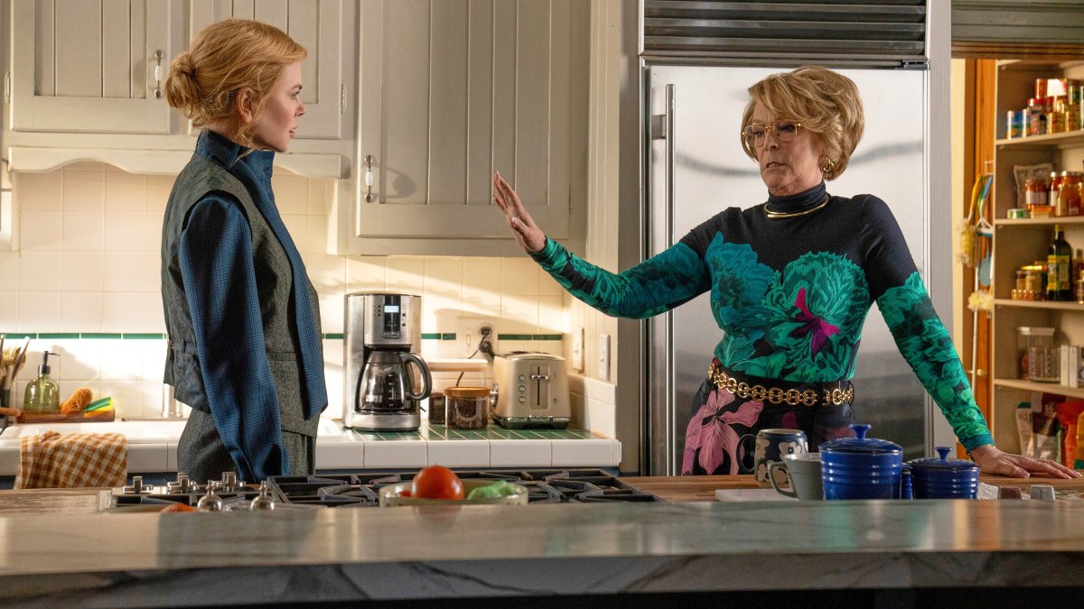 This image released by Prime shows Nicole Kidman (L) and Jamie Lee Curtis in a scene from "Scarpetta." (AP Photo)