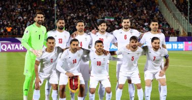 Iran's national football team pose for a group picture before the FIFA World Cup 2026 Asia zone qualifiers match against Uzbekistan, March 25, 2025. (AFP Photo)