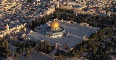 A drone view shows the Dome of the Rock on Al-Aqsa compound, also known to Jews as the Temple Mount as Muslim worshippers are no longer permitted to attend Friday prayers during the Muslim holy fasting month of Ramadan following Israel's restrictions in Jerusalem's Old City, March 6, 2026. (Reuters Photo)