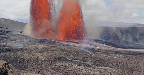 This image from video by the U.S. Geological Survey shows lava erupting from Kilauea volcano, Hawaii Volcanoes National Park, Hawaii, March 10, 2026. (AP Photo)