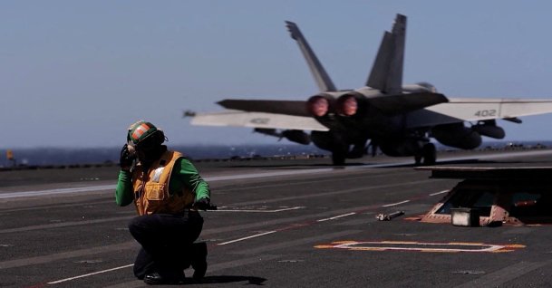 U.S. Navy's USS Gerald R. Ford conducts flight operations in support of Operation Epic Fury attack on Iran, from an unidentified location, March 9, 2026. (Reuters Photo)