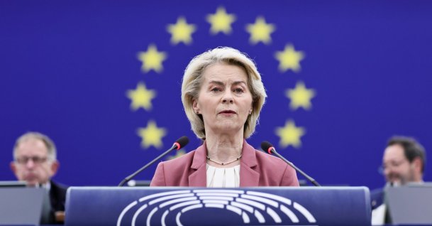 European Commission President Ursula von der Leyen speaks during a debate on 'EUCO and situation in the Middle East' at the European Parliament in Strasbourg, France,  March 11, 2026. (EPA Photo)