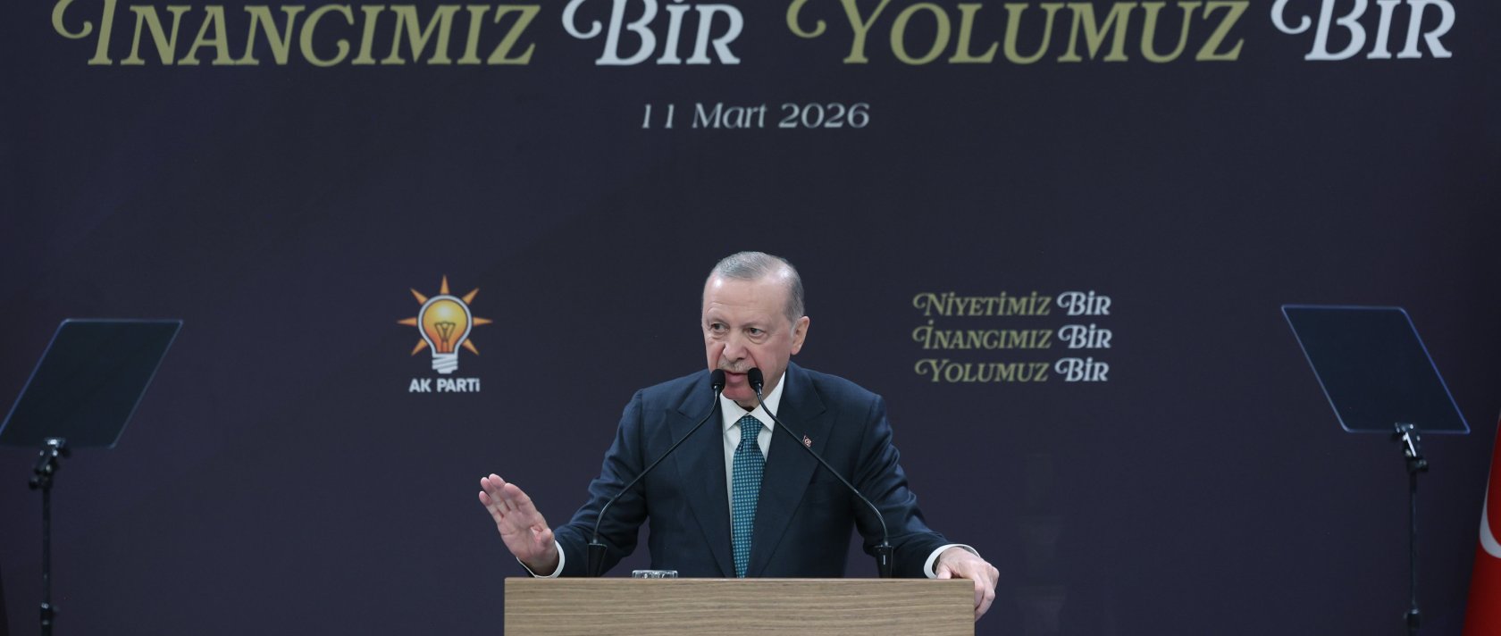 President Recep Tayyip Erdoğan speaks at an iftar with the ruling Justice and Development Party (AK Party) lawmakers in the capital Ankara, March 11, 2026. (AA Photo)