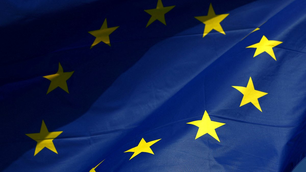 A European Union flag flutters outside the European Commission headquarters, Brussels, Belgium, Feb. 26, 2026. (Reuters Photo)