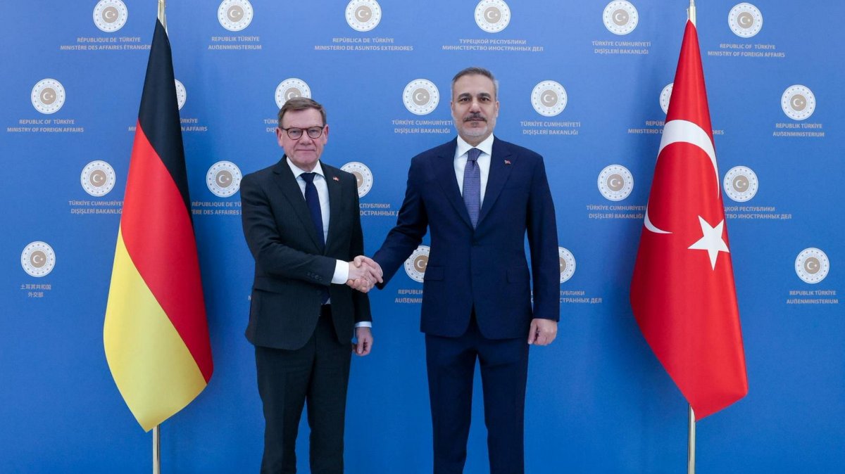 Foreign Minister Hakan Fidan shakes hands with German Foreign Minister Johann Wadephul, Ankara, Türkiye, March 12, 2026. (AA Photo)
