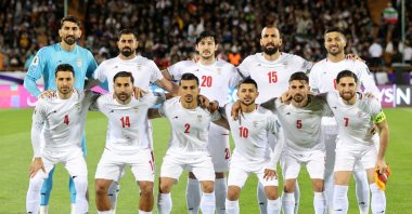 Iran players pose for a team photo before the 2026 FIFA World Cup AFC Qualifiers third-round Group A match against the United Arab Emirates at Azadi Sports Complex, Tehran, Iran, March 20, 2025. (Reuters Photo)

