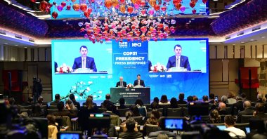 Minister of Environment, Urbanization, and Climate Change and COP31 President Murat Kurum (R), alongside International Energy Agency (IEA) Executive Director Fatih Birol, during a press conference, Istanbul, Türkiye, March 12, 2026. (AA Photo)