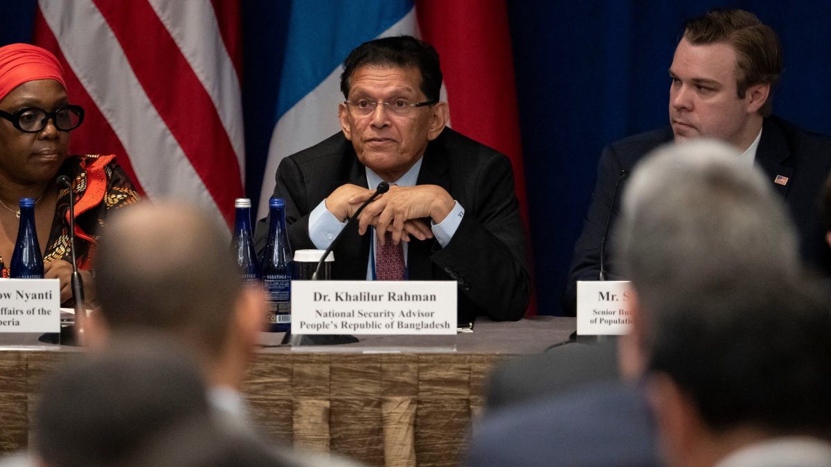 Bangladeshi Foreign Minister Khalilur Rahman speaks during the Global Refugee Asylum System meeting, New York, U.S., Sept. 25, 2025. (AP Photo)