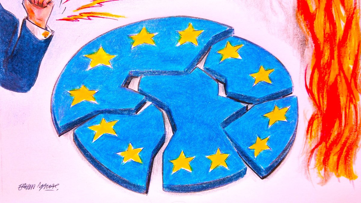 "Iran may indeed become the ultimate litmus test. Not simply for the Iranian regime, but for the cohesion of the West itself." (Illustration by Erhan Yalvaç)