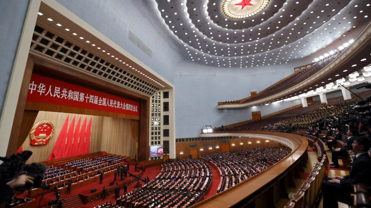 A general view of delegates attending the closing session of the National People's Congress (NPC) at the Great Hall of the People in Beijing, China, March 12, 2026. (Reuters Photo)
