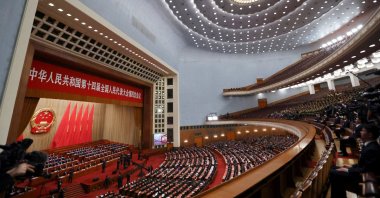 A general view of delegates attending the closing session of the National People's Congress (NPC) at the Great Hall of the People in Beijing, China, March 12, 2026. (Reuters Photo)