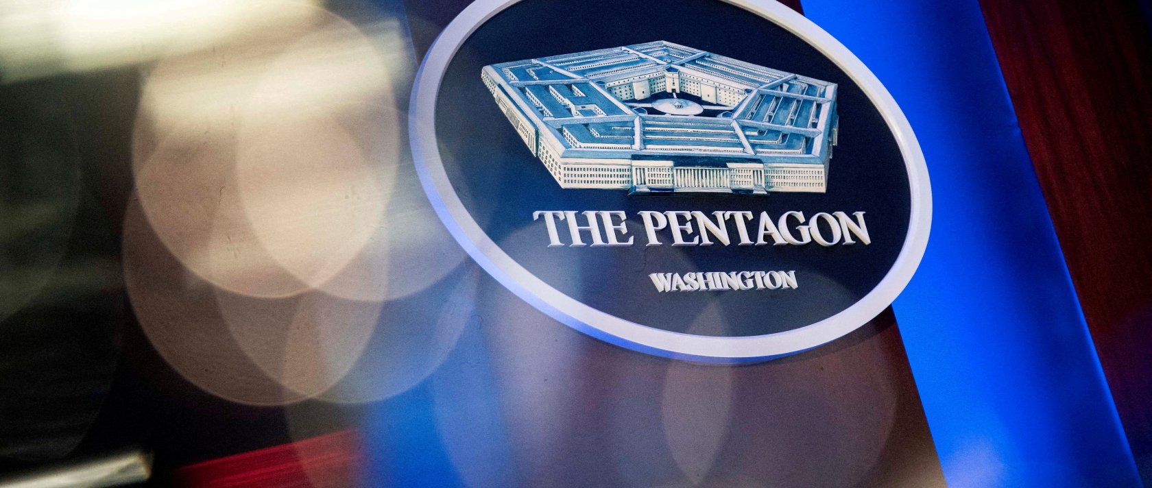 The Pentagon logo is seen behind the podium in the briefing room at the Pentagon, Arlington, Virginia, U.S., Jan. 8, 2020. (Reuters Photo)