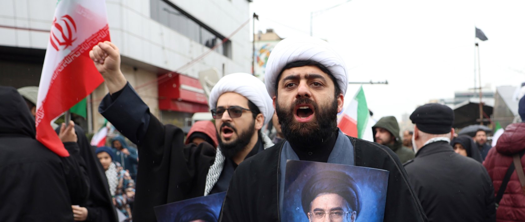 Iranian clerics shout slogans and hold posters of Iranian Supreme Leader Mojtaba Khamenei during a rally to mark International Quds Day, Tehran, Iran, March 13, 2026. (EPA Photo)