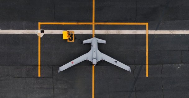 Baykar's K2 Kamikaze drone is seen during an autonomous test flight in Istanbul, Türkiye, in this screen grab from a promotional video. (IHA Photo) 