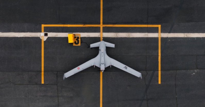 Baykar's K2 Kamikaze drone is seen during an autonomous test flight in Istanbul, Türkiye, in this screen grab from a promotional video. (IHA Photo) 