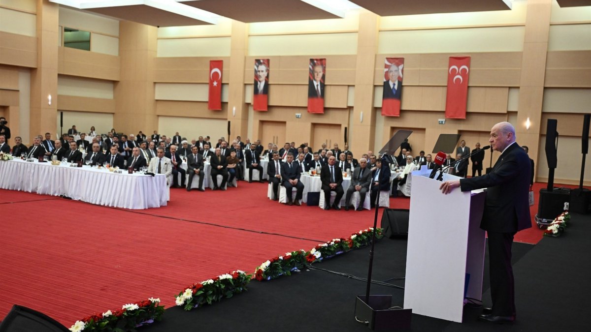 MHP leader Devlet Bahçeli speaks at an event, Ankara, Türkiye, March 14, 2026. (AA Photo)