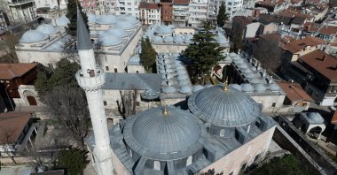 Aerial view of Haseki Hürrem Sultan Mosque and its complex, Istanbul, Türkiye, March 11, 2026. (AA Photo)