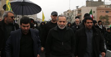 Iranian Foreign Minister Abbas Araghchi (C) attends Quds Day march amid U.S.-Israeli war on Iran, in Tehran, Iran, March 13, 2026. (AA Photo)
