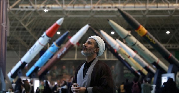An Iranian cleric visits the Islamic Revolutionary Guard Corps (IRGC) Aerospace Force Museum in Tehran, Iran, Nov. 12, 2025. (Reuters Photo)