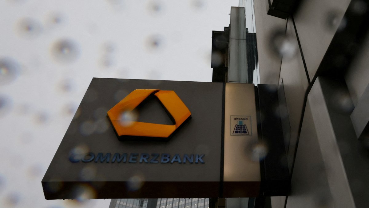 The logo of  Commerzbank is pictured at the company's headquarters in Frankfurt, Germany, Feb. 13, 2025. (Reuters Photo)