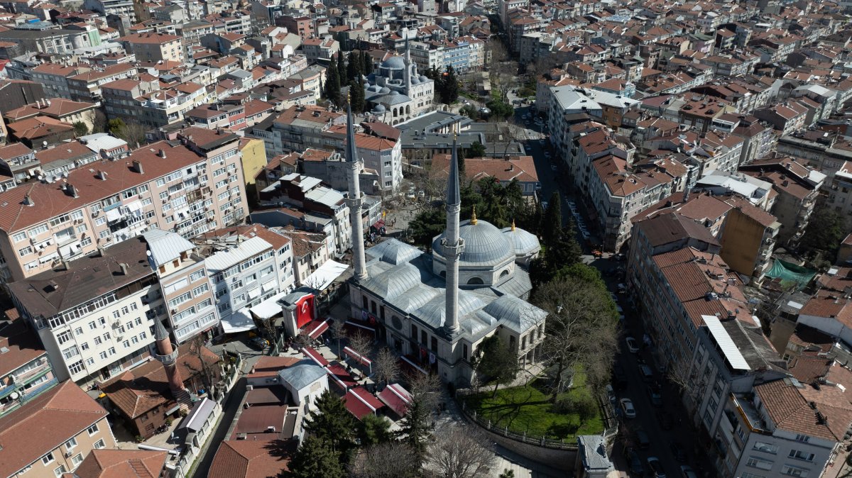 Aerial view of Hırka-i Şerif Mosque showing its minarets and surrounding area, Istanbul, Türkiye, March 11, 2026. (AA Photo) 