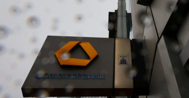 The logo of  Commerzbank is pictured at the company's headquarters, Frankfurt, Germany, Feb. 13, 2025. (Reuters Photo)