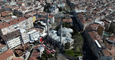 Aerial view of Hırka-i Şerif Mosque showing its minarets and surrounding area, Istanbul, Türkiye, March 11, 2026. (AA Photo) 