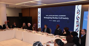 Global Muslim civil society leaders gather at KADEM’s consultative iftar session, New York, U.S., March 16, 2026. (AA Photo)