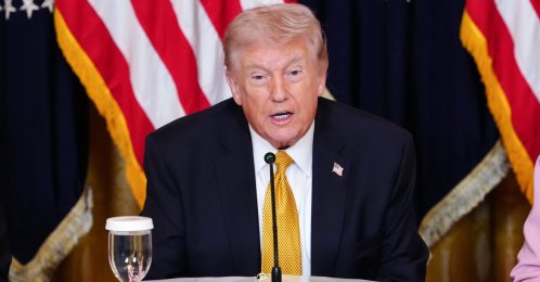 U.S. President Donald Trump speaks during a meeting with trustees of the John F. Kennedy Center for Performing Arts in the East Room of the White House in Washington, D.C., March 16, 2026. (EPA Photo)