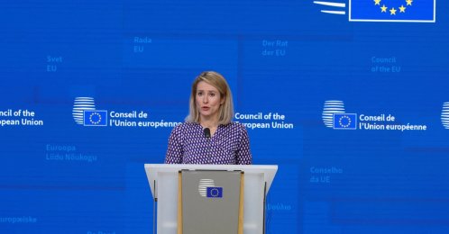 EU High Representative for Foreign Affairs and Security Policy, Kaja Kallas speaks during a closing press conference at a European Union Energy and Foreign Affairs ministers meeting in Brussels, Belgium, March 16, 2026. (Reuters Photo)