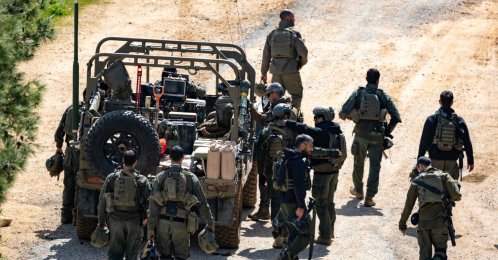 Israeli army soldiers gather on the border with Lebanon in the Upper Galilee, northern Israel on March 16, 2026. (AFP Photo)
