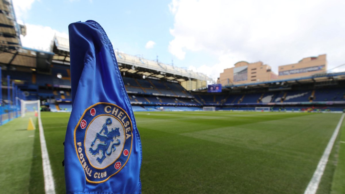 General view of the corner flag inside Stamford Bridge before the Premier League match between Chelsea and Brentford, London, U.K., April 2, 2022. (Reuters Photo)